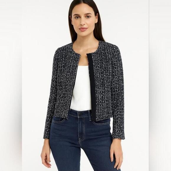 J. Crew Jackets & Blazers - J.Crew Sparkling Blue Midnight Tweed Cropped Jacket Wool Blend Women’s size 10